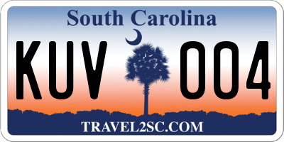 SC license plate KUV004