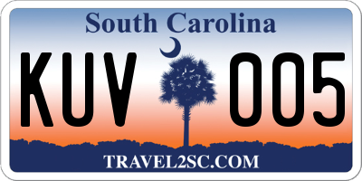 SC license plate KUV005