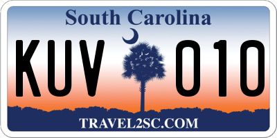 SC license plate KUV010