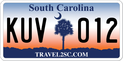 SC license plate KUV012