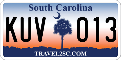 SC license plate KUV013