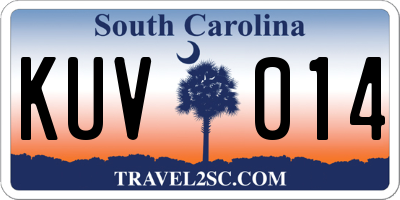 SC license plate KUV014