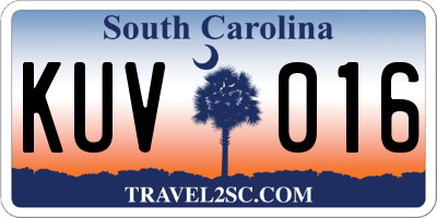 SC license plate KUV016