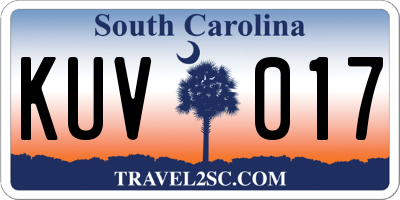 SC license plate KUV017