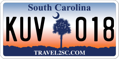 SC license plate KUV018