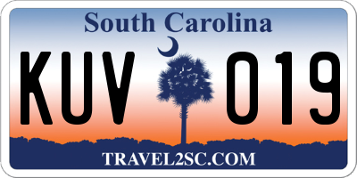 SC license plate KUV019