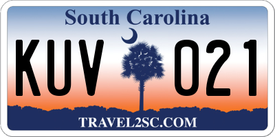 SC license plate KUV021