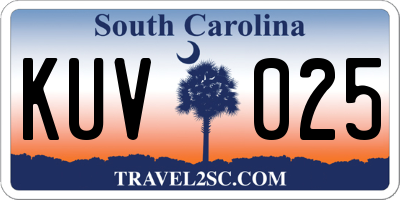 SC license plate KUV025