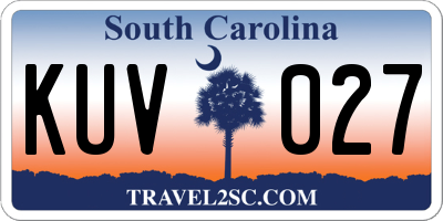 SC license plate KUV027
