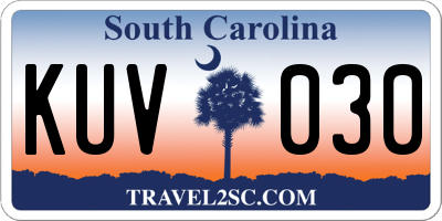 SC license plate KUV030