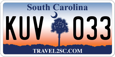 SC license plate KUV033