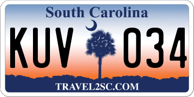 SC license plate KUV034