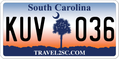 SC license plate KUV036