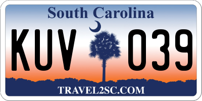 SC license plate KUV039