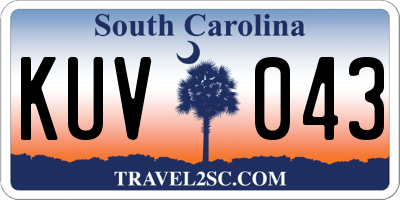 SC license plate KUV043