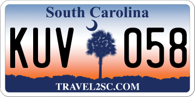 SC license plate KUV058