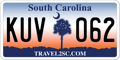 SC license plate KUV062