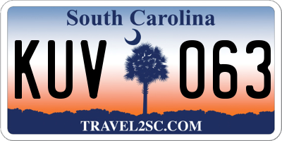 SC license plate KUV063