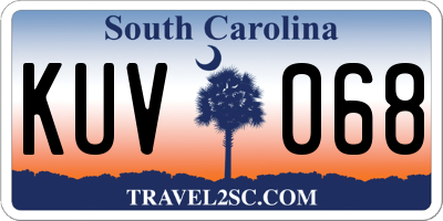 SC license plate KUV068