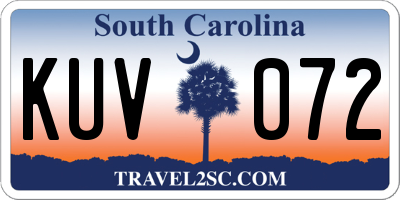 SC license plate KUV072