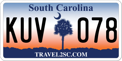 SC license plate KUV078