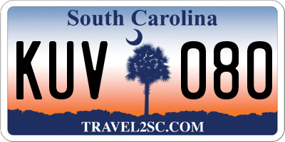 SC license plate KUV080
