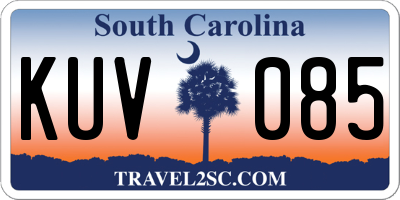 SC license plate KUV085