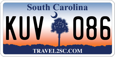 SC license plate KUV086