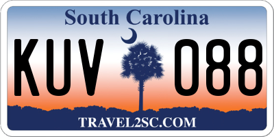 SC license plate KUV088