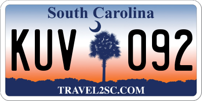 SC license plate KUV092
