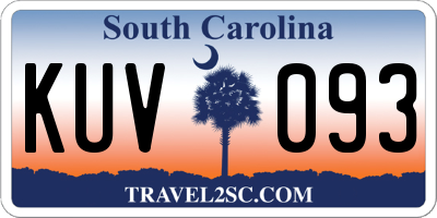 SC license plate KUV093