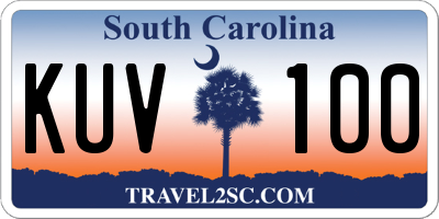 SC license plate KUV100