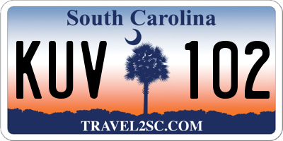 SC license plate KUV102
