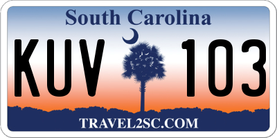 SC license plate KUV103