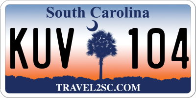 SC license plate KUV104