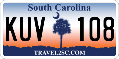 SC license plate KUV108