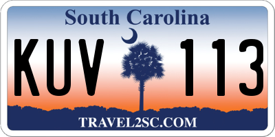 SC license plate KUV113