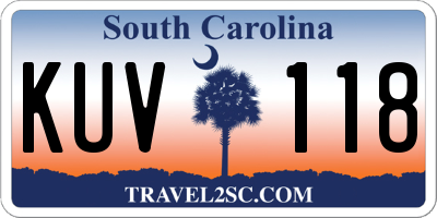 SC license plate KUV118