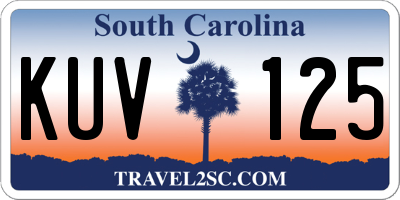 SC license plate KUV125