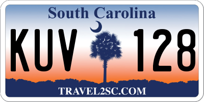 SC license plate KUV128