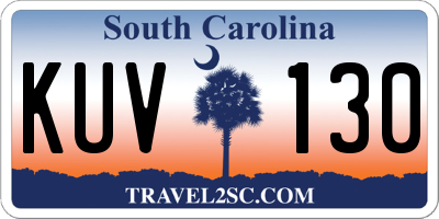 SC license plate KUV130