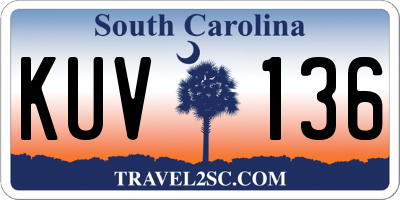 SC license plate KUV136