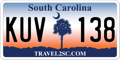 SC license plate KUV138