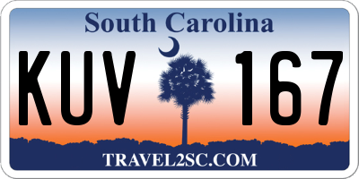 SC license plate KUV167