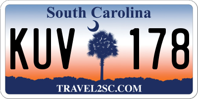 SC license plate KUV178