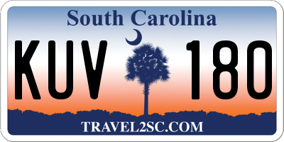 SC license plate KUV180