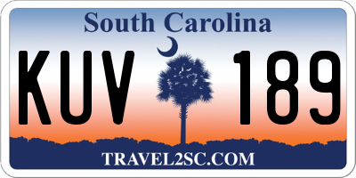 SC license plate KUV189