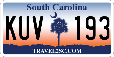 SC license plate KUV193