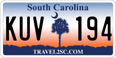 SC license plate KUV194