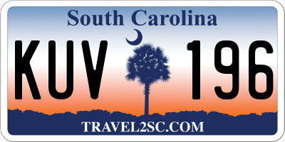 SC license plate KUV196